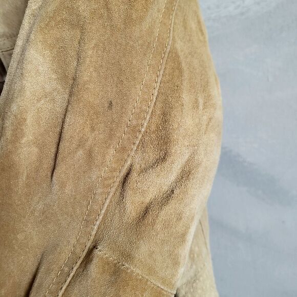 Eddie Bauer Seattle Suede Leather Jacket Small Coat Tan - Picture 9 of 15